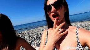 two hot girl enjoy selfie risky masturbation on beachside and play with tight pussyes - passionbunny and goldteachers