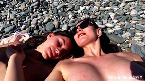 two hot girl enjoy selfie risky masturbation on beachside and play with tight pussyes - passionbunny and goldteachers