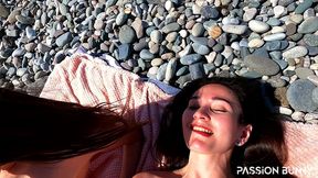 two hot girl enjoy selfie risky masturbation on beachside and play with tight pussyes - passionbunny and goldteachers