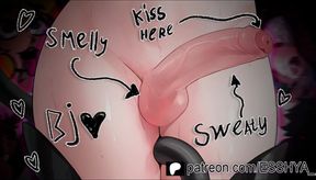 Horny Femboy Chokes Sweaty Smelly Cock Gushing Cum ASMR