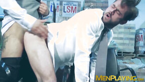 ”Captured Mike De Marko fucks hard in the warehouse by muscular Jean Franco”