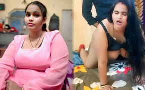 Horny Desi Curvy Girl in Pink Nighty &amp; Black Bra - Innocent to Wild Crawling Pose Big Cleavage Tease