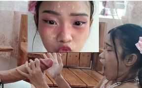 Little Innocent Masturbating Results Huge Cumshot on the Face