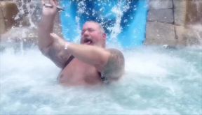 Naked in a pool