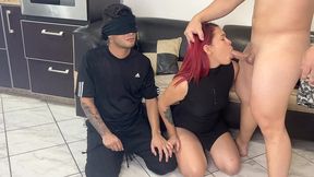 pareja de novios aceptan el juego de los ojos vendados pero todo es un engano para follar a la hermosa novia ntr netorare