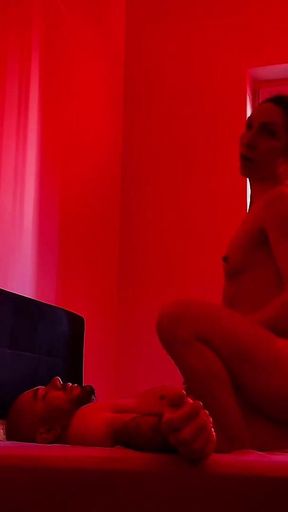 Bedroom Fun. Sensual Sex Under Red Lights
