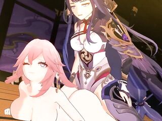 Yae Miko banged by Shemale hentai Raiden - Genshin Impact