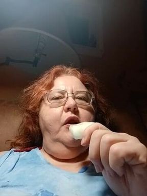 Eating an ice cold line popsicle
