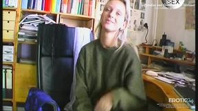 hot blonde teen masturbates in my office