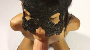 Horny masked Asian shemale swallowed big cock before bareback ass fucking