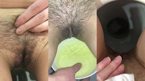 pissing girl, urine close-up. shows very dirty worn underpants. compilation 4 videos