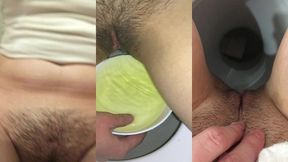 pissing girl, urine close-up. shows very dirty worn underpants. compilation 4 videos