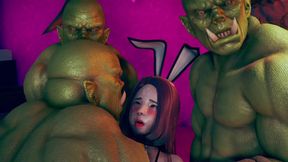 Ravishing lass gets pounded mercilessly in depraved orgiastic gangbang, anime fantasies brought to 3D life