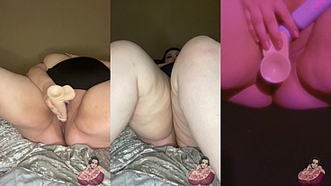 Pregnant BBW plays with fat pussy while showing off big round belly
