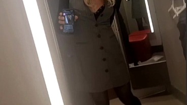 Tranny Femboy Teen Crossdreser getting Horny in Public Dressing Room
