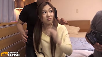 Japanese teen squirts while two guys record and pound her bush