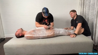 Matt and Ryder Stimulate Tickles On Mummified Pup Saki