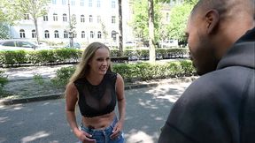 Adventurous Blonde Babe Kinuski Gets Picked Up For Interracial DP Threesome GP3211