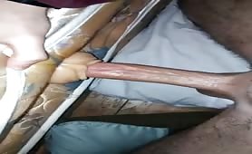 Huge cock guy using his new toy