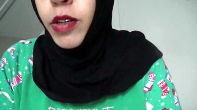 Egyptian hotwife in black hijab tempts another man while her husband watches