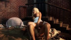 Two horny mates got lucky with this fake breasted whore Amy Azurra