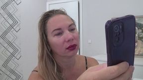 Yawning sexy red lips