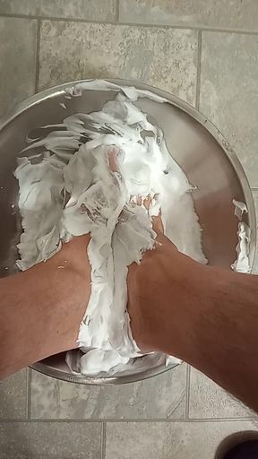 Having Fun with Shaving Cream on My Feet