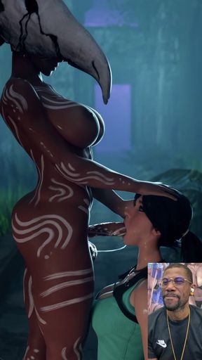 Lara Croft Gets Deepthroated by a Thicc Transgender Tribe Leader