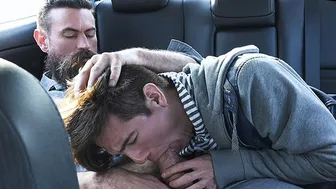 Stepdad Sucks Twink Stepson Big Cock Then Bareback Fucks Him in Car