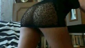 Amateur Bosnian chick in lace dress masturbates her cunt with a dildo
