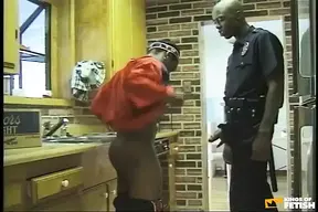 Black Police Guy Sucks a Dude and Bangs His Ass in the Kitchen