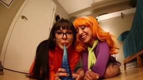 Celebrate Halloween with lesbian passion in a spooky sensual dance