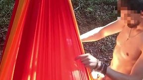 My gf is lying in a hammock and I'm fucking her in the mouth (Tania Amazon)
