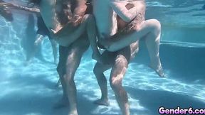 Poolside Gangbang with Hot Trans Women