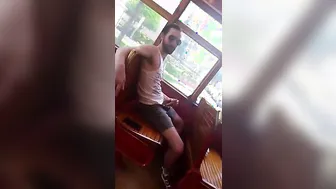 Hung Twink Jerks Off Big Cock on Public Bus