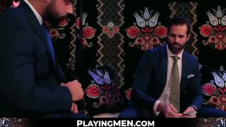 PlayingMen.com - Classy executives enjoy sloppy oral sex after playing cards with hea