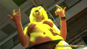 Flexible stripper gives public lapdance and has sex on stage