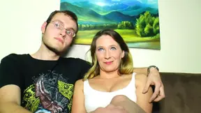 German girl sucks monster cock during wife cunt rental home visit