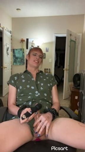 Horny handcuffed Tgirl cums