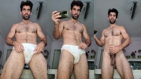 Big hairy latino daddy jerks his massive dick raw and shaking