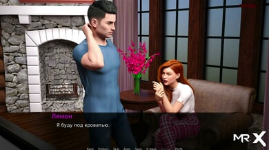 Animated couple shares an intimate moment in a steamy shower at Dusklightmanor