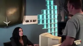 Naughty secretary gets her ass fucked hard by a group of fellas