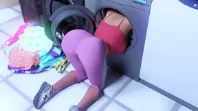 Curvy MILF Tempts Lover with Luscious Moves During Laundry Time