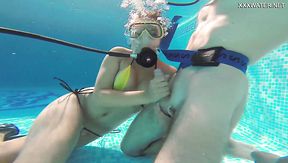 Wondrous chick named Lizzy is kinky scuba diver riding dick underwater