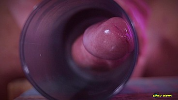 Closeup view from inside my fake pussy while I fuck it slow and passionate until I shoot a big load. Cum inside fleshlight - Camilo Brown