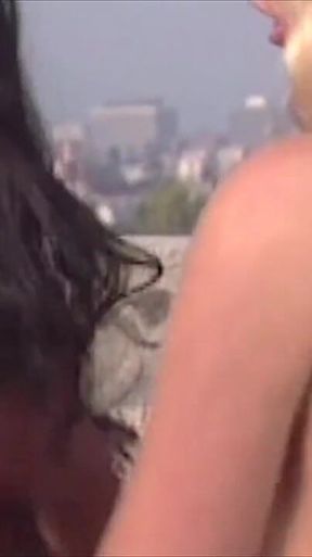 Hot Rooftop Threesome with Intense Fisting