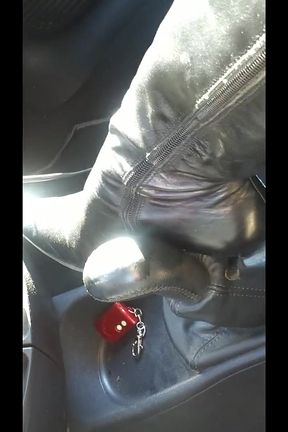 Nyllady Driving and Revving Her Bravo in High-heeled Boots and Black Ballet Flats