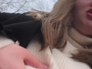 OOPSIE! Cute teen Caught spreading her pussy to pee. So She ready to cum for stranger real public!