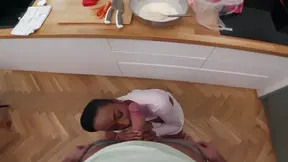 Malia Lenoir puts dinner on hold to give a deepthroat blowjob