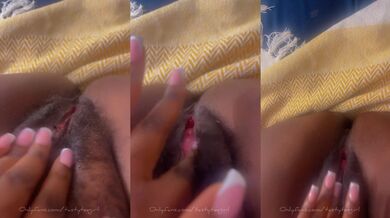 Ebony MILF Fingers Hairy Wet Pussy to Pulsing Gushing Orgasm
